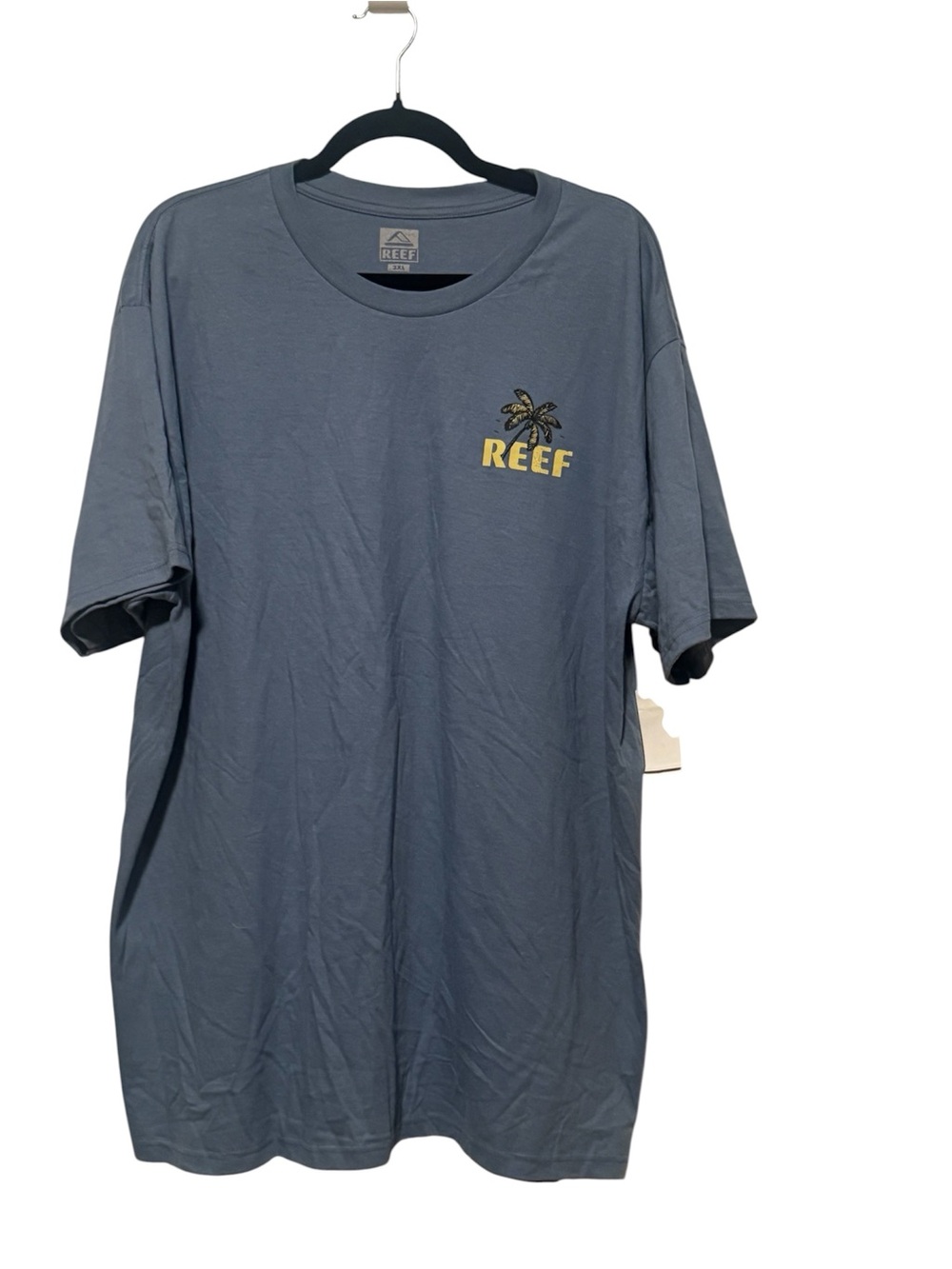 REEF Men's Blue Palm Logo Crewneck T-Shirt Size 2 XL NWT
